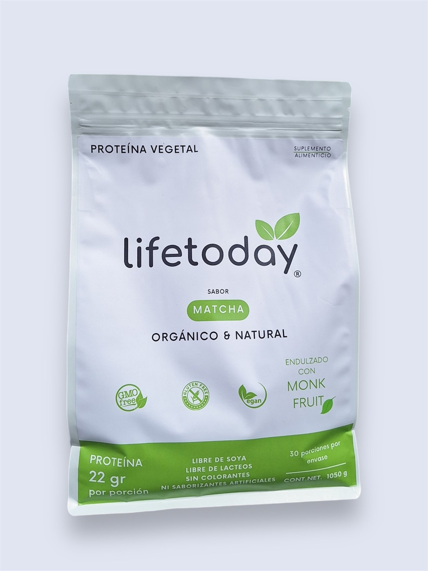 Proteina Vegetal Orgánica Polvo 1.050 KG lifetoday Sabor Matcha