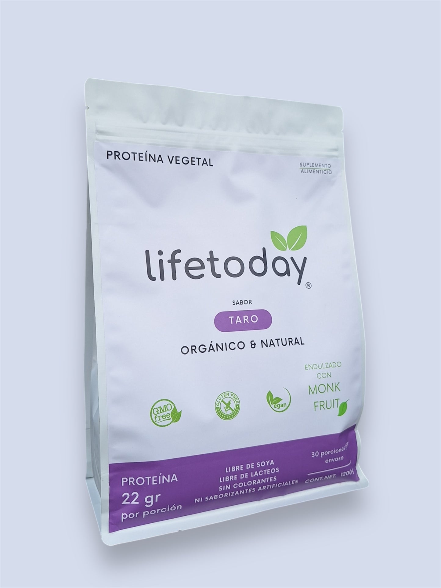 Proteina Vegetal Orgánica Polvo 1.2 KG lifetoday Sabor Taro